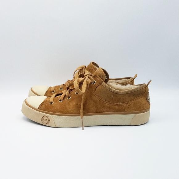 SoldUGG Evera Chestnut Suede Sheepskin Sneakers  6 - Picture 5 of 14